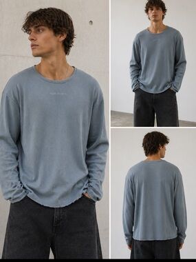 Nude Project Ribbed Long Sleeve T Shirt XL Raw Edge Minimal Streetwear